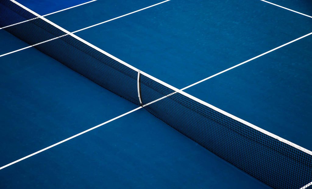 Blue hard court tennis court