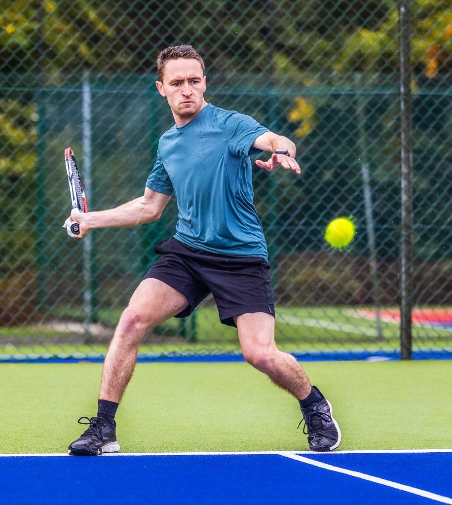 Chris Czermak hitting a forehand with the Wilson K Factor Six One Tour 90 tennis racket